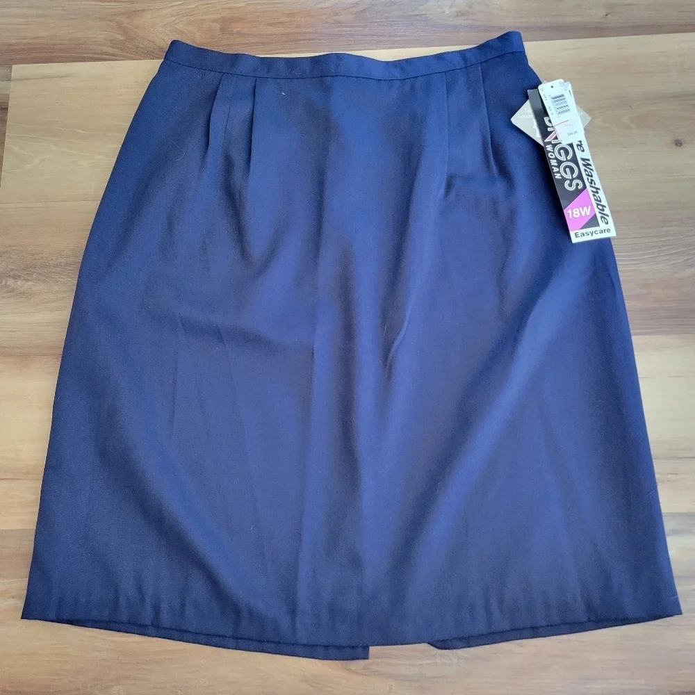 🔥 (5for$35) NWT VTG BRIGGS Navy Blue Pencil Skirt